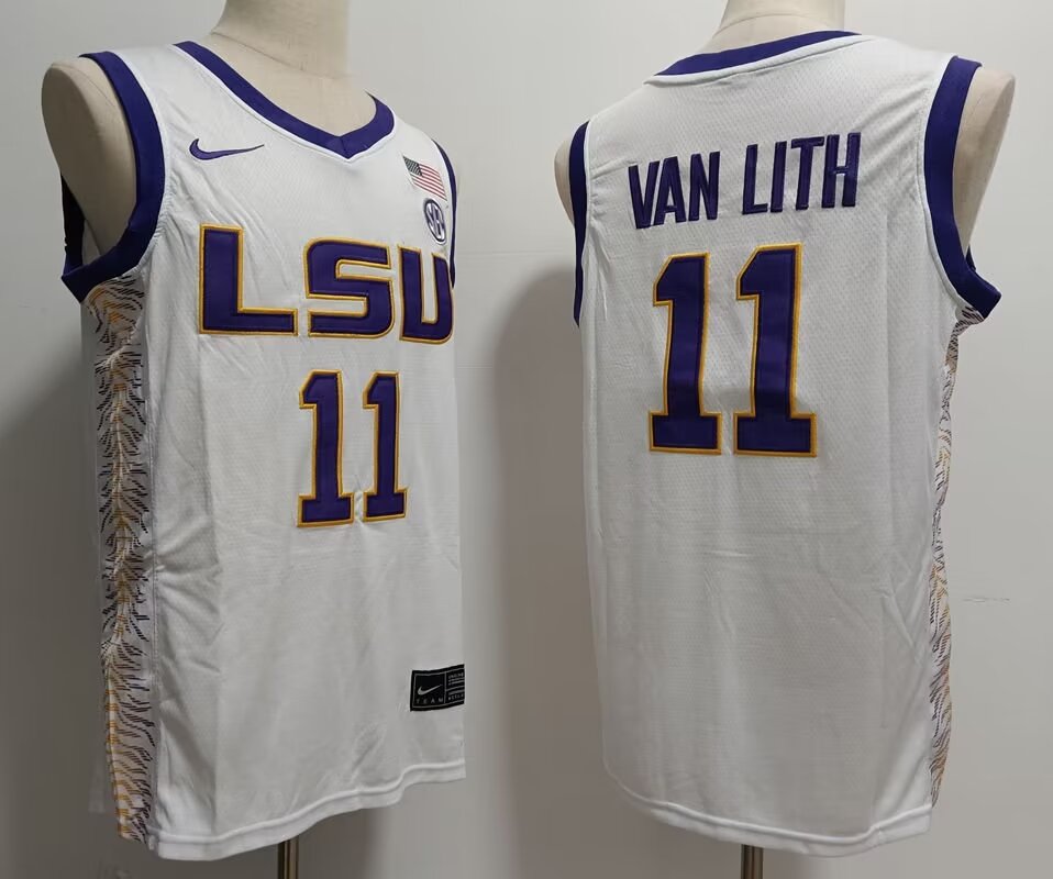 2024 NCAA Men LSU Tigers #11 Van Lith white Nike jerseys